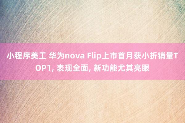 小程序美工 华为nova Flip上市首月获小折销量TOP1, 表现全面, 新功能尤其亮眼